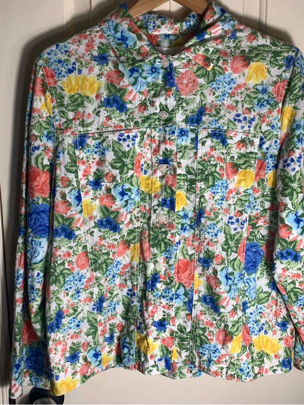 Draper’s and Damon’s Colorful Floral Button-Front 100% Cotton Jacket